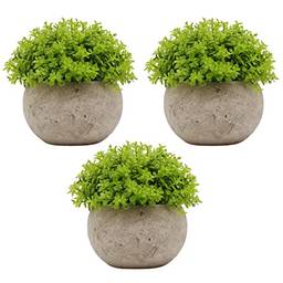 KKcare 3Pcs Mini Plantas Artificiais em Vaso Faux Green Grass Pote Simulação Decoração de hortaliças para decoração de mesa de escritório em casa