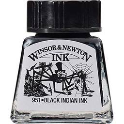 Winsor & Newton Drawing Inks Tinta para Desenho, Preto (Black Indian), 14 ml