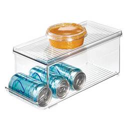 iDesign Tampa de lata de alimentos e refrigerante de plástico para geladeira, freezer e despensa para organizar chá, pop, cerveja, água, livre de BPA, 35 x 14,6 x 14,6 cm, transparente
