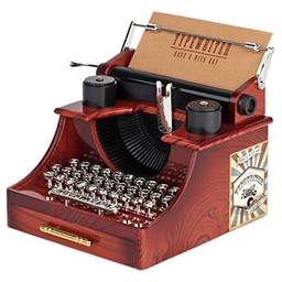 NUOBESTY Máquina de Escrever Do Vintage Forma Music Box Com Gaveta de Plástico Retro Caixa de Armazenamento de Jóias Caixa de Música Mecânica Tabela Peça Central Do Casamento Do Presente