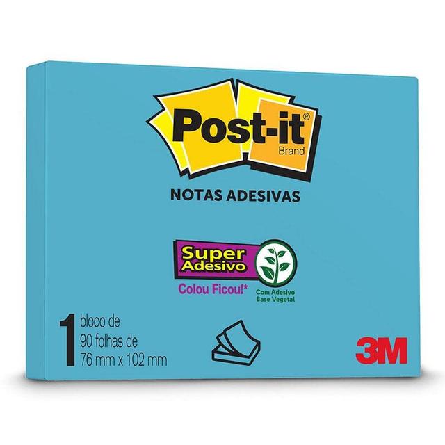 Bloco de Notas Super Adesivas Post-it® Azul Cristal 76 mm x 102 mm - 90 folhas