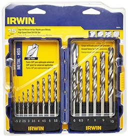 IRWIN Conjunto de Brocas para Metal com 15 Peças de 1,5mm a 10mm 1865314