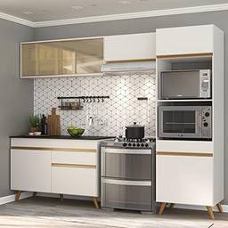 Cozinha Compacta 4 pç c/Armário e Balcão Mp3692 Veneza Gw Multimóveis Branca