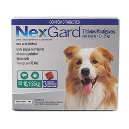Antipulgas e Carrapatos Nexgard 3,0gr Merial p/Cães de 10,1 a 25kg - 3 Tabletes Mastigáveis