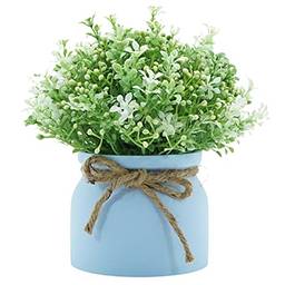 Heave Plantas de flores artificiais, flores artificiais, bonsai, mini planta em vaso para casamento, festa de casa, decoração de escritório, arranjos de mesa, branco