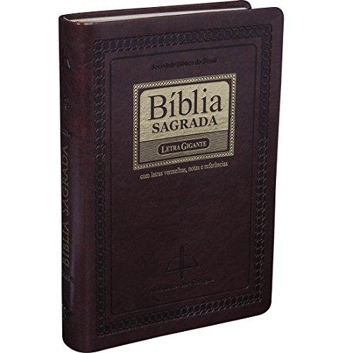 Bíblia Sagrada Letra Gigante com índice digital - Couro sintético Marrom nobre: Almeida Revista e Corrigida (ARC) com Letras Vermelhas