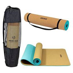 ARIMO Tapete Yoga Mat Antiderrapante TPE Ecológico Biodegradável Todos Os Tipos de Yoga/Pilates 181 x 61 cm x 6 mm (Azul)
