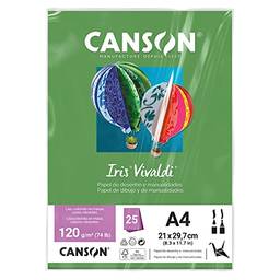 CANSON Iris Vivaldi, Papel Colorido A4 em Pacote de 25 Folhas Soltas, Gramatura 120 g/m², Cor Verde Claro (29)