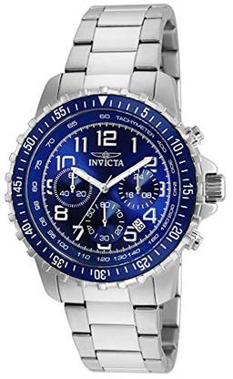 Invicta Relógio masculino especial de quartzo com pulseira de aço inoxidável, Azul, 45mm, Movimento de quartzo