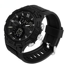 SANDA Relógio Esportivo Militar Da Marca Luxo Moda Masculina Relógio à Prova D'água Com Display Duplo Relógio Digital De Quartzo Masculino (Black)
