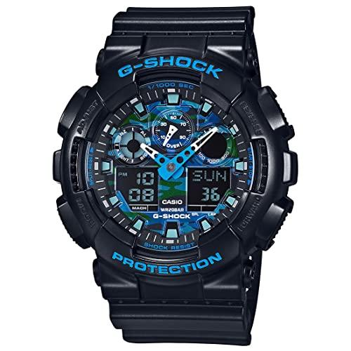 Relógio Masculino Shock Casio Preto/Azul Camuflado GA-100CB-1ADR