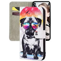 Capa carteira XYX para Huawei P40 Lite, capa carteira flip colorida de couro PU à prova de choque fecho magnético com compartimentos para cartão, óculos para cães