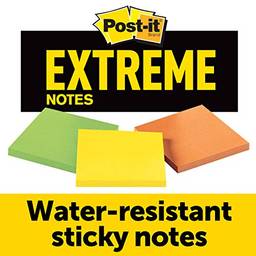 Post-it Notas extremas, funciona ao ar livre, remove de forma limpa, 100 vezes o poder de retenção, verde, laranja, amarelo, 7,6 x 7,6 cm, 3 blocos/pacote, 45 folhas/bloco (EXTRM33-3TRYMX)