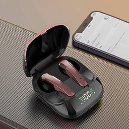 Fones de ouvido Bluetooth 5.0, fone de ouvido esportivo IPX7 resistente à água com cancelamento de ruído, um passo, visor LED para esportes/Rosa nebulosa…