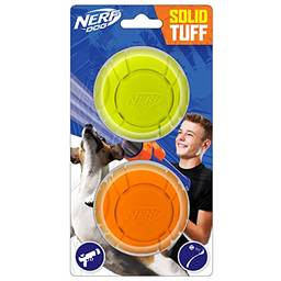 Nerf Dog Brinquedos Sonic Ball para cães, leves, duráveis e resistentes à água, 6,3 cm, para raças pequenas/médias/grandes, dois pacotes, verde e laranja