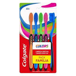 Escova Dental Colgate Colors 5 unid, Colgate, Verde, Azul, Rosa e Laranja