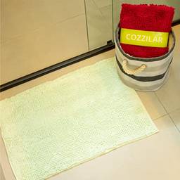 Tapete De Banheiro Antiderrapante Bolinha Microfibra 70x50 cm Cor:Verde Claro