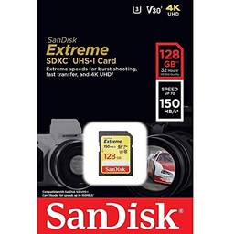 SanDisk SDSDXV5-128G-ANCIN 128GB Extreme SD 150/70MB/S RW C10 UHS U3 V30 A