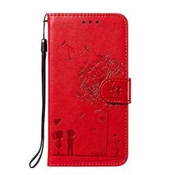 Capa carteira para celular LG K61 Flip [casal e dente-de-leão] - vermelha