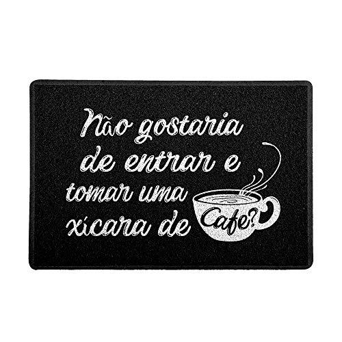 Capacho/Tapete 60x40cm, Linha Séries Clássicas, modelo Xícara de Café, cor preto