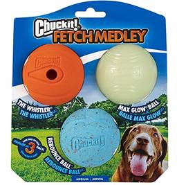 Chuckit! Conjunto de brinquedos para cães Fetch Medley, médio (6,35 cm) pacote com 3