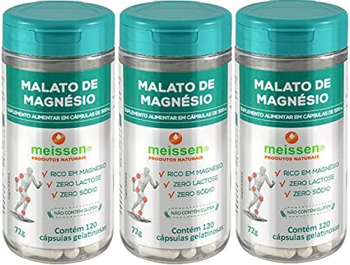 Malato de Magnésio 500 mg Meissen 120 Cápsulas Kit 3 Unidades