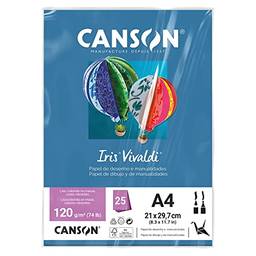 CANSON Iris Vivaldi, Papel Colorido A4 em Pacote de 25 Folhas Soltas, Gramatura 120 g/m², Cor Azul Mar (22)