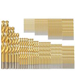 Lianai Conjunto de brocas 99 peças 1/16''-3/8'' aço de alta velocidade titânio brocas múltiplas ferramentas de metal