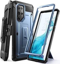SUPCASE Capa Unicorn Beetle Pro Series para Samsung Galaxy S22 Ultra 5G (versão 2022), capa robusta de camada dupla com clipe de cinto e suporte sem protetor de tela integrado (azul)