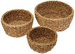 Jogo de 3 cestas redondas Terra em fibra natural 30x13/25x11/20x9-NATURAL - L Hermitage- Full Fit