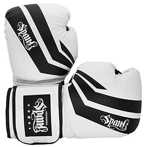 Luva de Boxe e Muay Thai Comfy Spank - Preta (12oz, Branco)