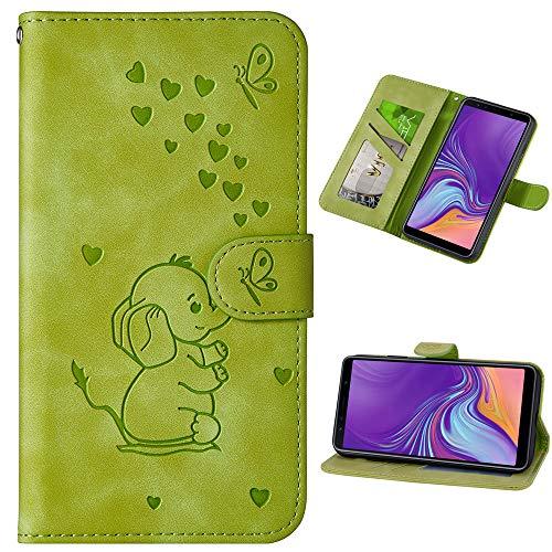 Capa carteira XYX para iPhone Xs Max 6,5 polegadas, [elefante amor em relevo] capa protetora flip de couro PU com compartimentos para cartão para meninas/mulheres, verde