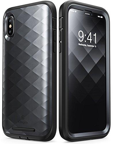 Clayco Capa para iPhone Xs, capa para iPhone X, capa robusta da série Hera com protetor de tela integrado para Apple iPhone Xs 2018/iPhone X versão 2017 (preto)