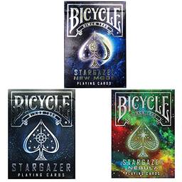 Baralho Bicycle Stargazer, Nebula, e New Moon (kit com 3 baralhos)