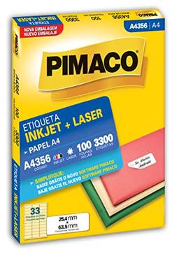 Etiqueta Ink-Jet/Laser Papel A4 25.4x63.5, BIC, Pimaco, 874990, Branca, 3.300 Etiquetas