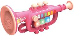 Brinquedo musical de instrumento de trompete, brinquedo de instrumento musical de trompete de simulação para crianças com luz de música - rosa