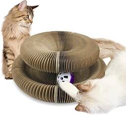 Arranhador para gatos órgão mágico vem com uma bola de sino de brinquedo, placa de arranhar de garra de moagem de gato, raspador de gato dobrável conveniente durável reciclável