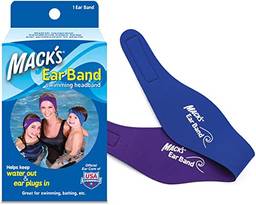 Mack's Faixa de cabeça para natação – Melhor faixa de cabeça de nadador – Recomendado pelos médicos para manter a água fora e segurar tampões de ouvido – Faixa de natação oficial dos EUA
