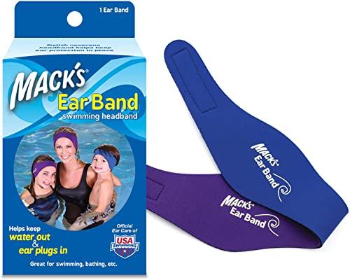 Mack's Faixa de cabeça para natação – Melhor faixa de cabeça de nadador – Recomendado pelos médicos para manter a água fora e segurar tampões de ouvido – Faixa de natação oficial dos EUA