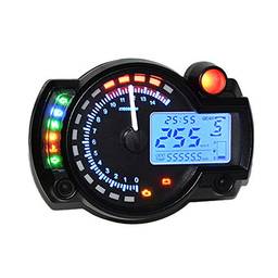 Romacci Retroiluminação colorida ajustável universal LCD velocímetro de motocicleta digital Odômetro Tacômetro de motocicleta