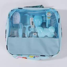 Kit de higiene portátil para bebês Conjunto de cuidados de segurança para bebês Cortador de unhas Lima de unhas Pente Aspirador nasal Tesoura Termômetro eletrônico Escova de dentes de dedo com estojo de armazenamento