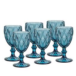 Lyor Conjunto 6 Taças para Água de Vidro Diamond Azul 325 Ml
