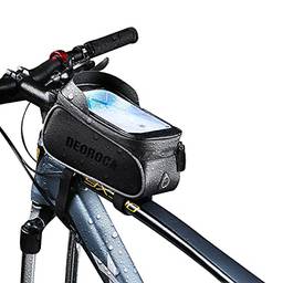 Bolsa de Bicicleta, Bolsa à prova d'água para Bicicleta, Bolsa de Selim para Bicicleta, Bolsa de Bicicleta com compartimento para celulares iPhone Android 6.5 polegadas, Bolsa de Bicicleta com tela touch screen. (Preta)