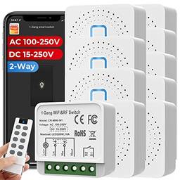 16A Mini Interruptor inteligente Wifi -- Estatísticas de consumo de energia -- Módulo Automação Inteligente diy suporta 2 vias de controle, suporta controlo remoto RF433, suporta Fonte de alimentação AC e DC, Compatvel com Alexa. (10 PCS)