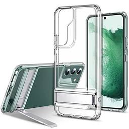 Capa de suporte de metal ESR compatível com Samsung Galaxy S22 Plus (6,6 polegadas) (2022), suporte patenteado versátil, tampa traseira resistente a arranhões transparente, transparente