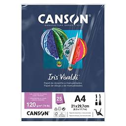 CANSON Iris Vivaldi, Papel Colorido A4 em Pacote de 25 Folhas Soltas, Gramatura 120 g/m², Cor Azul Marinho (24)