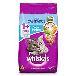Ração Whiskas para gatos adultos castrados, Peixe, 10,1 kg