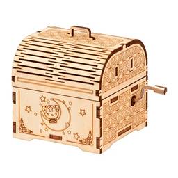 Mibee 3D quebra-cabeça de madeira caixa de música manivela de madeira caixa de tesouro musical DIY auto-montagem kit de modelo de artesanato decoração para casa conjunto de edifício educacional presente