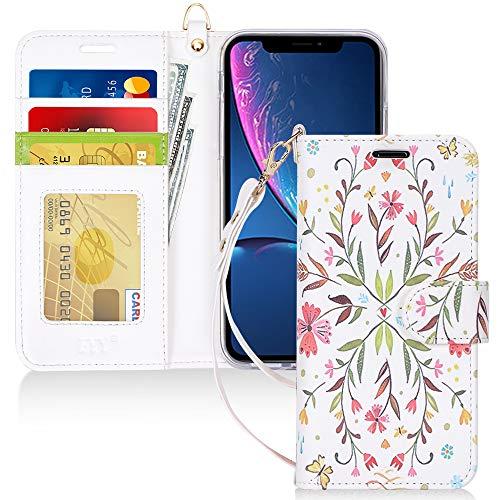 Capa de Celular FYY Para Iphone XR, Flip, PU, Compartimento de Cartão e Suporte - Floral