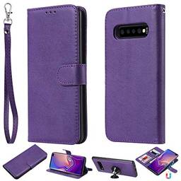 Capa carteira XYX para Galaxy S10 Plus, 2 em 1 de couro PU com capa fina removível para celular Samsung Galaxy S10 Plus 6,4 polegadas (roxo)